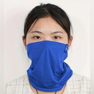 Ultrafine Merino Wool Organic Natural Fiber Neck Gaiter Bandana Mask Scarf Blue